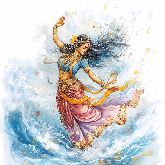 Hindu Goddess Parvati gracefully dancing on waves | Photo Credit: nattysiri
