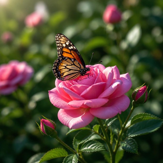 butterfly on rose